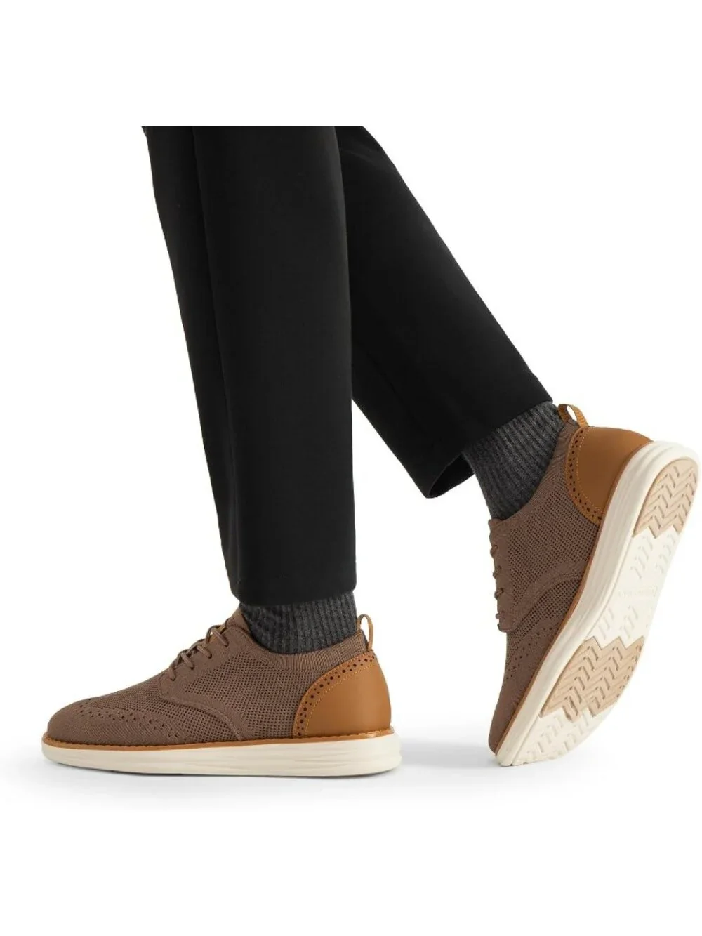 Men's Light Brown Knit Mesh Dress Sneakers Lace Up Casual Oxford Walking Shoes